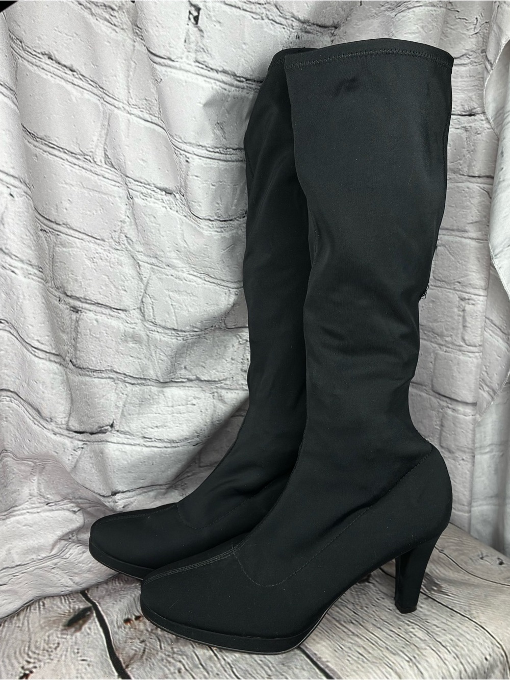 Halloween Goth Cosplay Villain Superhero Pop Star Black Stretch Knee High Boots